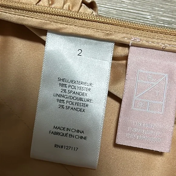 Badgley Mischka champagne satin blouse shirt top XS 2 Rent the runway repair - Picture 12 of 13